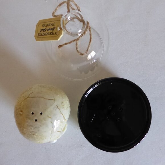 NEW 2005 DEPARTMENT 56 DR. FRANKENSTEIN’S LAB HALLOWEEN DONOR SKULL SALT PEPPER - Picture 12 of 16